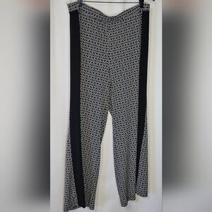 Peter Nygaard Elegant Black and White Geometric Women's Wide Leg Pallazo Pants